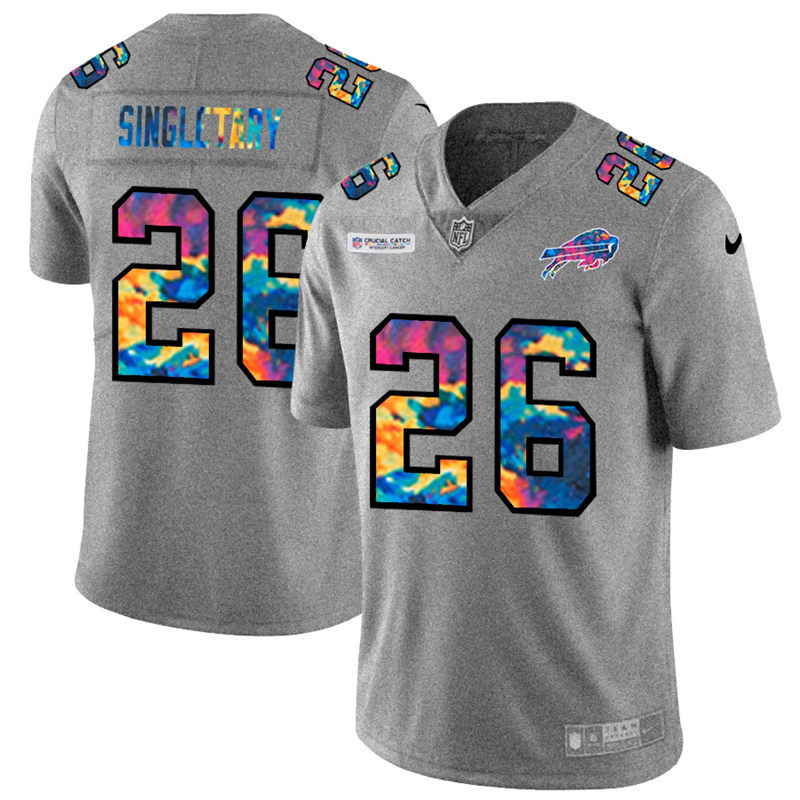 NFL Buffalo Bills #26 Devin Singletary Men Nike MultiColor 2020  Crucial Catch  Jersey Grey->buffalo bills->NFL Jersey